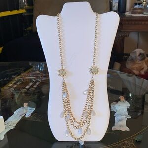 Vintage necklace with white ivory rose